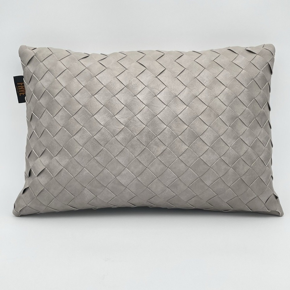 🆕FRYE Dove Gray Vegan Leather Woven Accent Pillow, OS